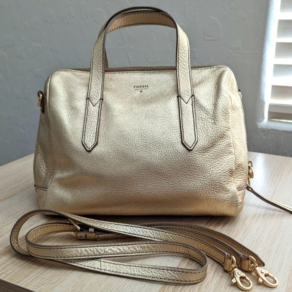 Fossil Sydney Satchel Crossbody Gold